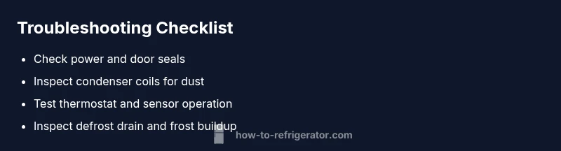 Checklist infographic for LG refrigerator troubleshooting
