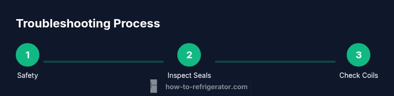 Process flow of troubleshooting a Frigidaire side-by-side refrigerator