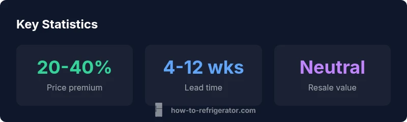 Infographic showing price premium, lead time, and resale value for bespoke refrigerators