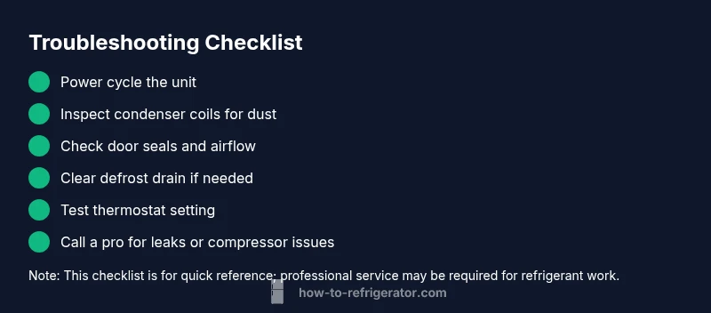 Checklist for diagnosing a refrigerator not cooling