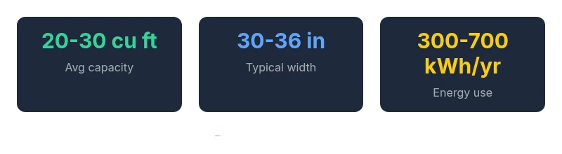 Infographic showing fridge sizes and energy use