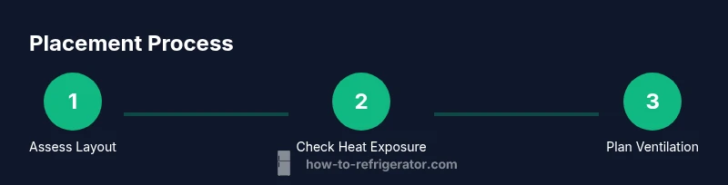 Infographic showing a step-by-step process for fridge-oven placement