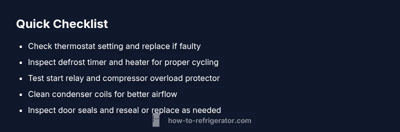 Checklist infographic for diagnosing runaway refrigerator