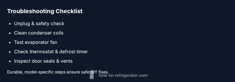 Checklist for diagnosing Kenmore refrigerator not cooling