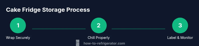 Process infographic showing three-step cake refrigeration