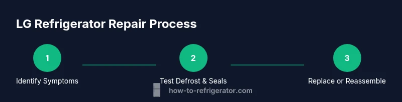 Tailwind infographic showing a 3-step LG refrigerator repair process