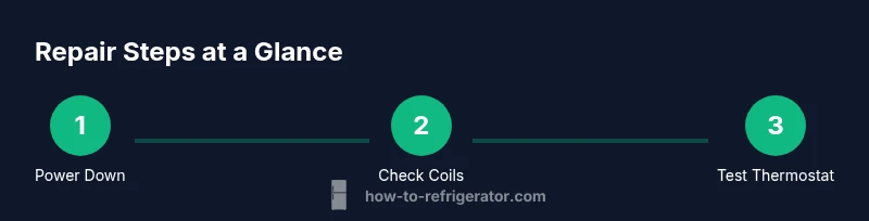 Process diagram showing repair steps for a Maytag refrigerator