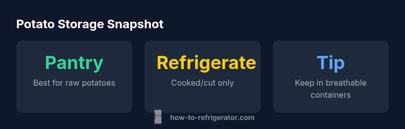 Infographic showing pantry vs fridge storage for potatoes