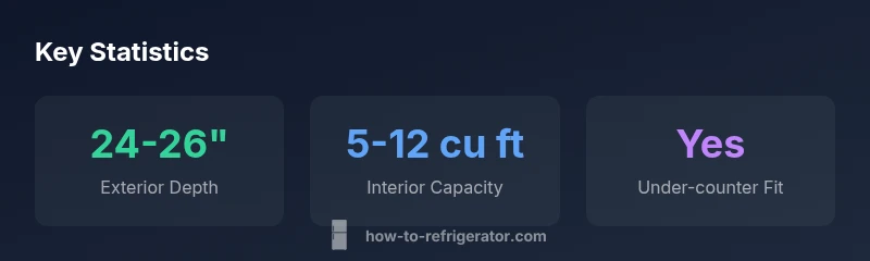 Infographic showing dimensions and fit for 24 inch depth refrigerators