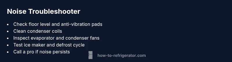Checklist infographic for fridge noise troubleshooting