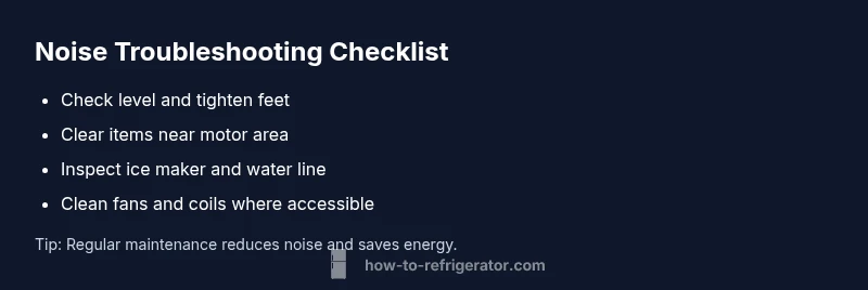 Checklist infographic for fridge knocking noise troubleshooting