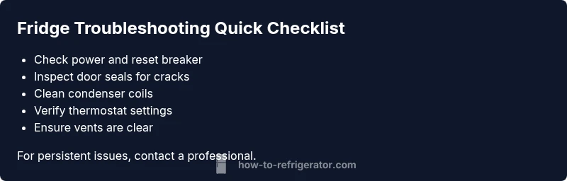 Diagram showing fridge troubleshooting steps