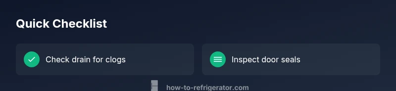 Checklist infographic for diagnosing fridge leaks
