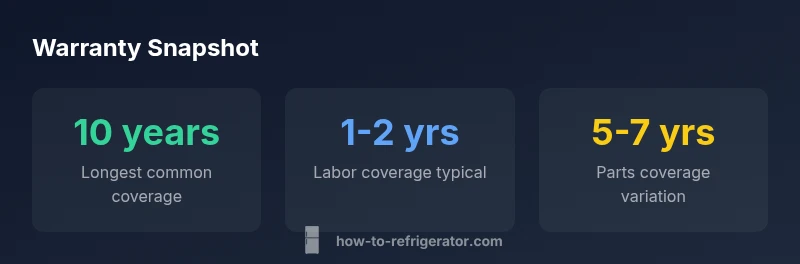 Infographic comparing warranty lengths for refrigerators