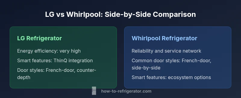 LG vs Whirlpool refrigerator infographic: features and reliability