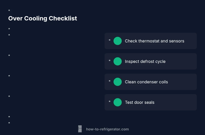 Infographic checklist for diagnosing refrigerator over cooling